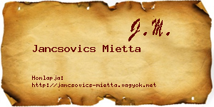 Jancsovics Mietta névjegykártya